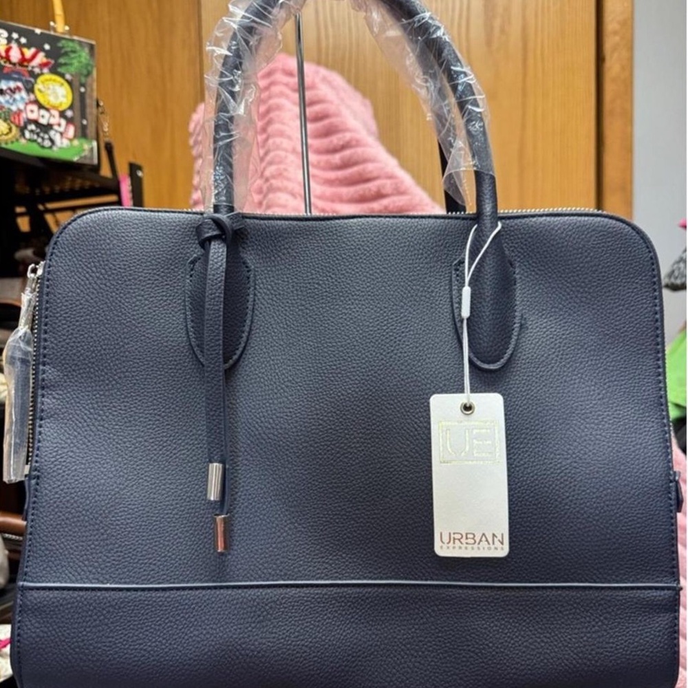 Urban Expressions Navy Pebbled Top-Handle Satchel